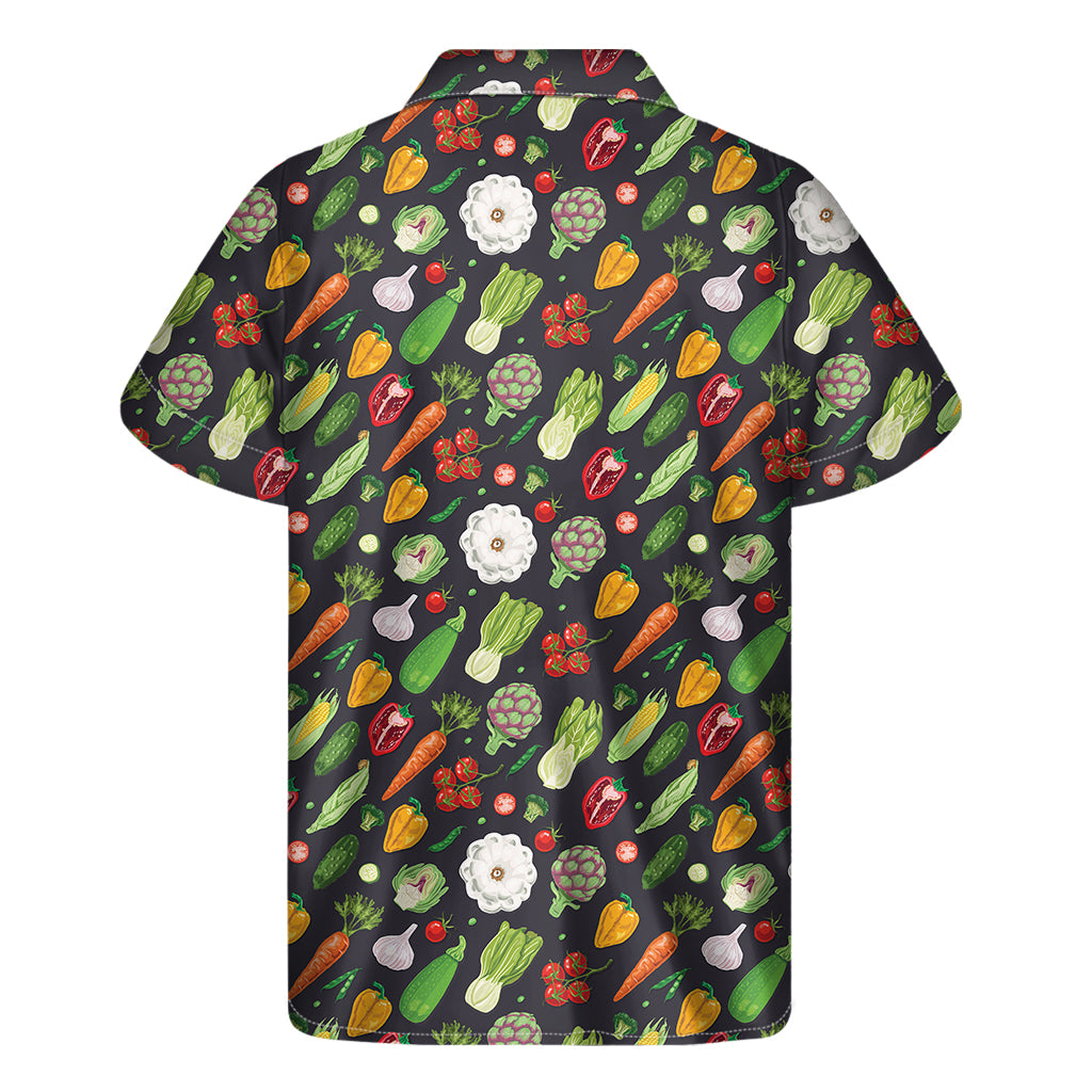 Colorful Vegetable Pattern Print Men's Short Sleeve Shirt