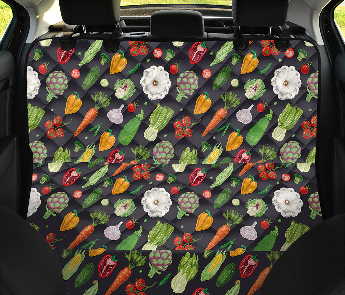 Colorful Vegetable Pattern Print Pet Car Back Seat Cover