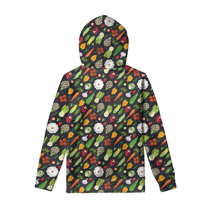 Colorful Vegetable Pattern Print Pullover Hoodie