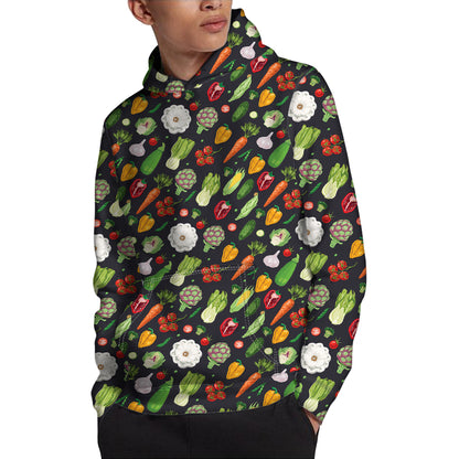 Colorful Vegetable Pattern Print Pullover Hoodie