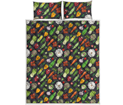 Colorful Vegetable Pattern Print Quilt Bed Set