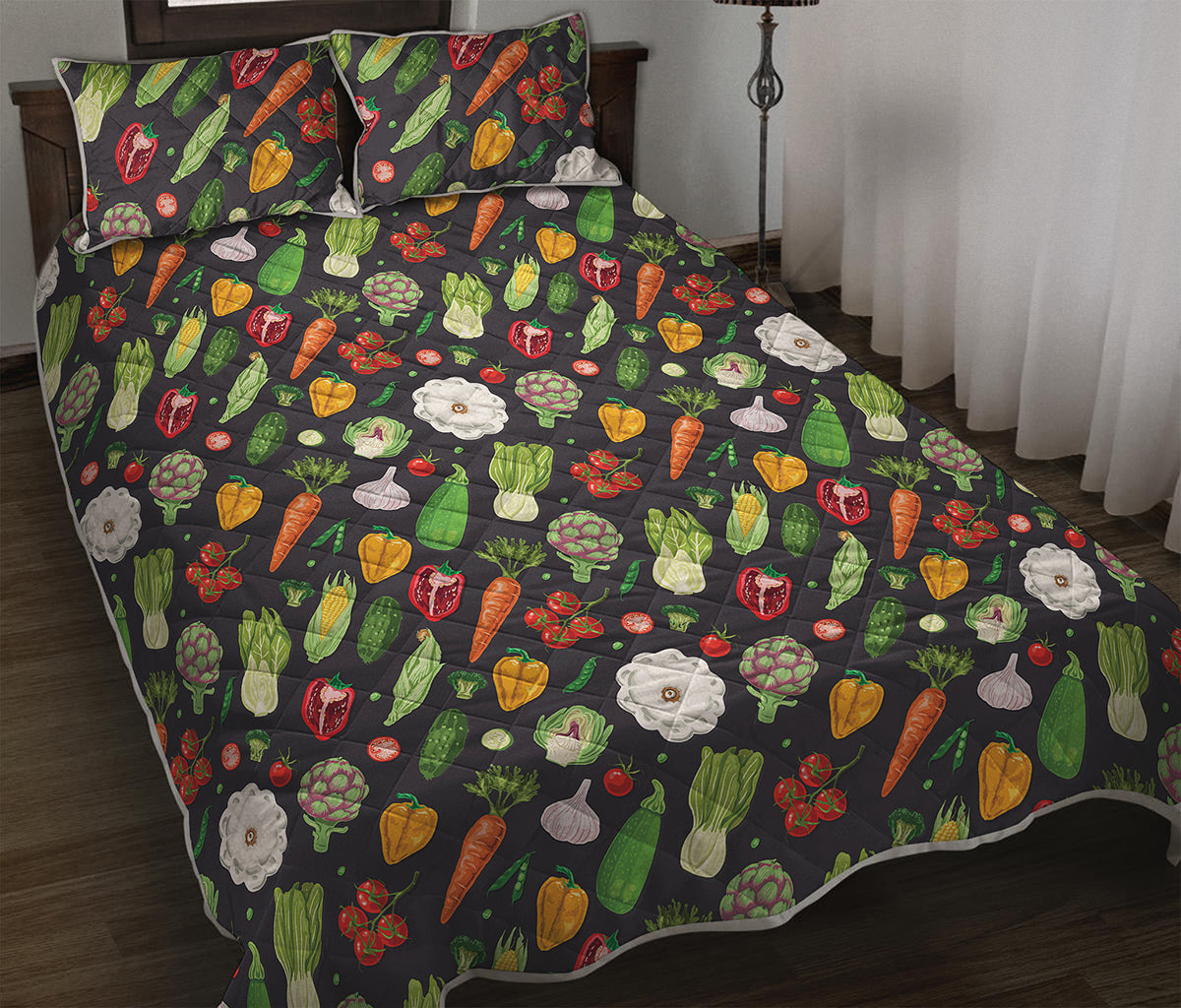 Colorful Vegetable Pattern Print Quilt Bed Set