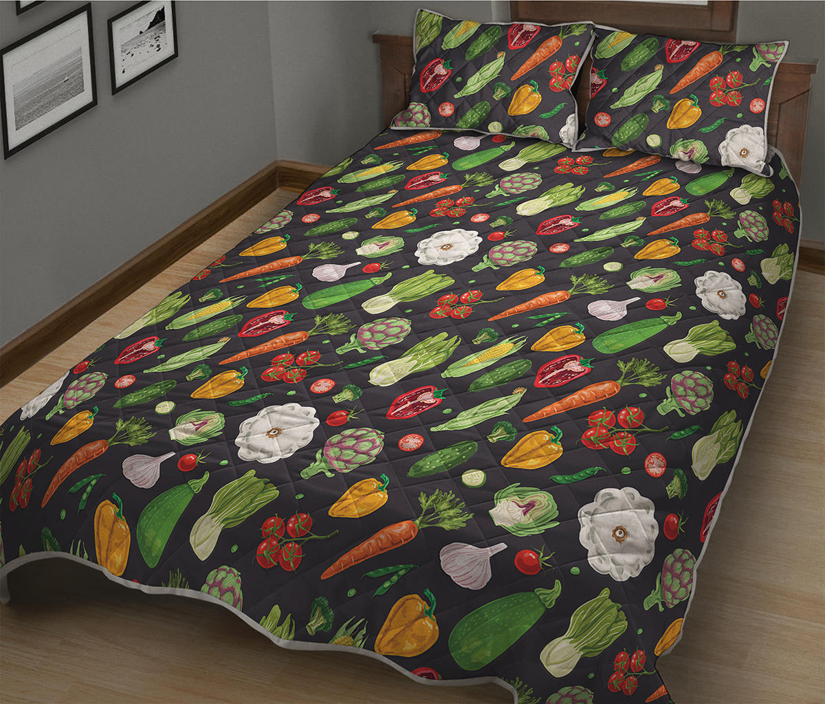 Colorful Vegetable Pattern Print Quilt Bed Set