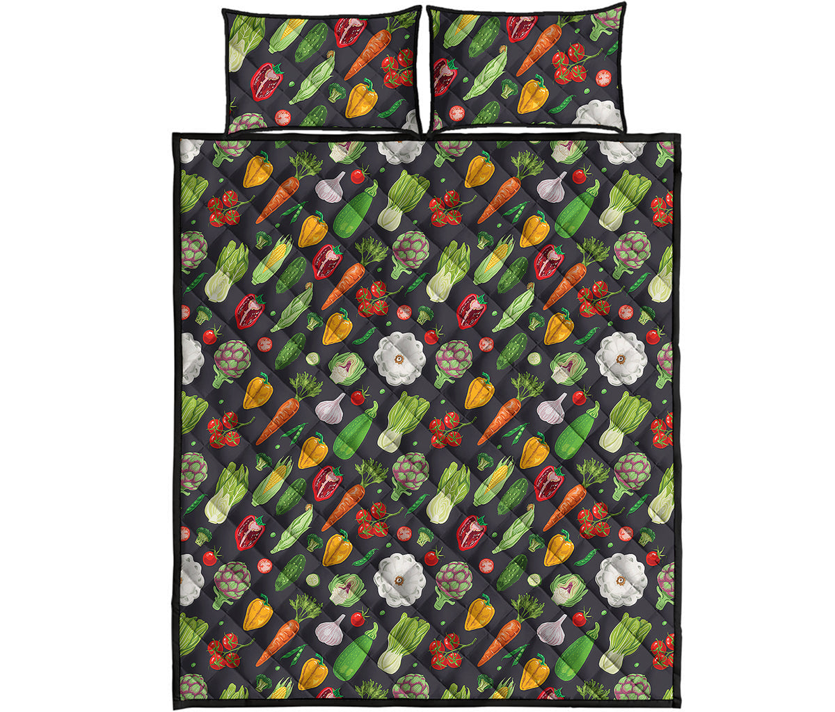 Colorful Vegetable Pattern Print Quilt Bed Set