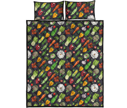 Colorful Vegetable Pattern Print Quilt Bed Set