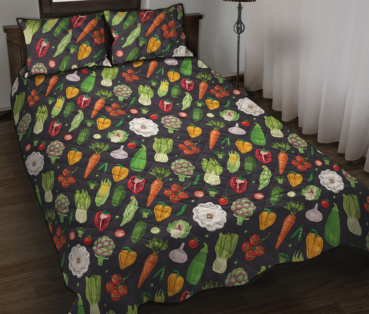 Colorful Vegetable Pattern Print Quilt Bed Set
