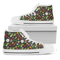 Colorful Vegetable Pattern Print White High Top Sneakers