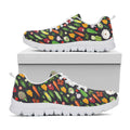 Colorful Vegetable Pattern Print White Running Shoes