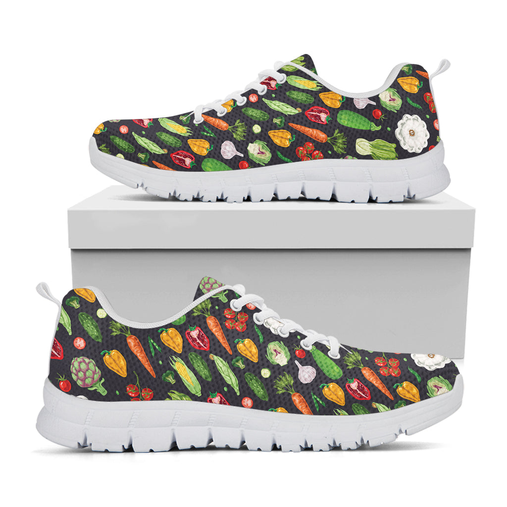 Colorful Vegetable Pattern Print White Sneakers