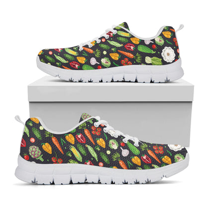 Colorful Vegetable Pattern Print White Sneakers