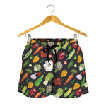 Colorful Vegetable Pattern Print Women's Shorts