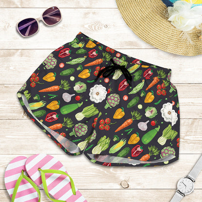 Colorful Vegetable Pattern Print Women's Shorts