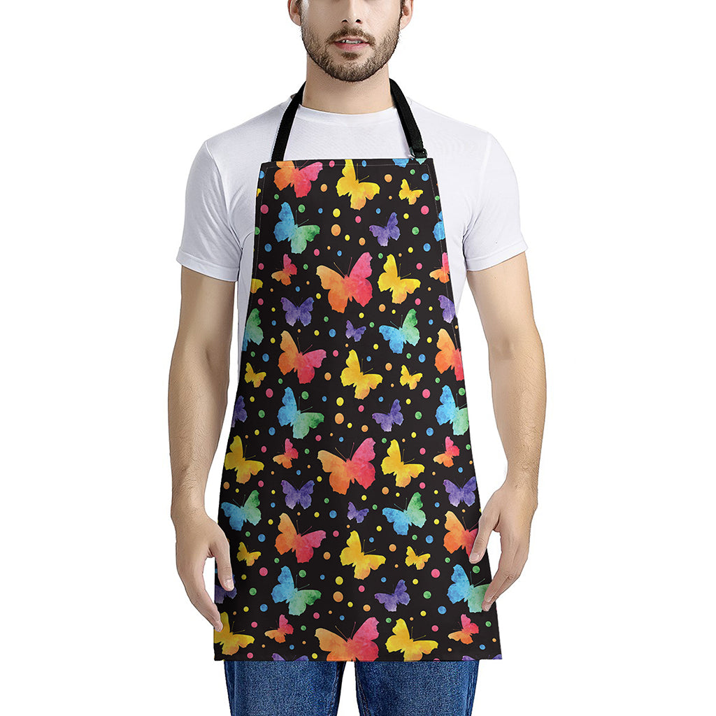 Colorful Watercolor Butterfly Print Apron