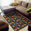 Colorful Watercolor Butterfly Print Area Rug