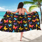 Colorful Watercolor Butterfly Print Beach Sarong Wrap