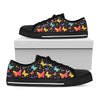Colorful Watercolor Butterfly Print Black Low Top Shoes