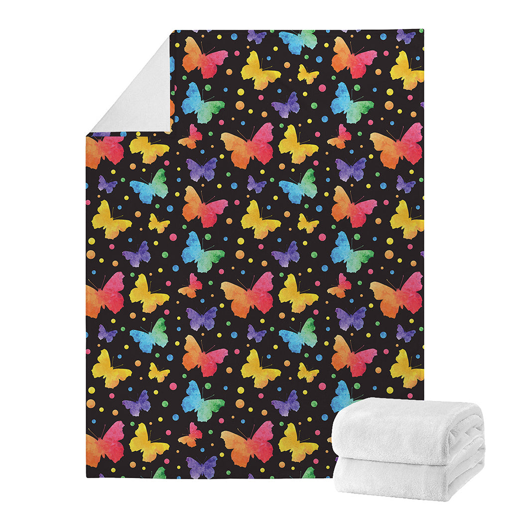 Colorful Watercolor Butterfly Print Blanket