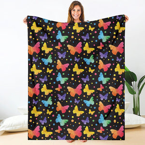 Colorful Watercolor Butterfly Print Blanket