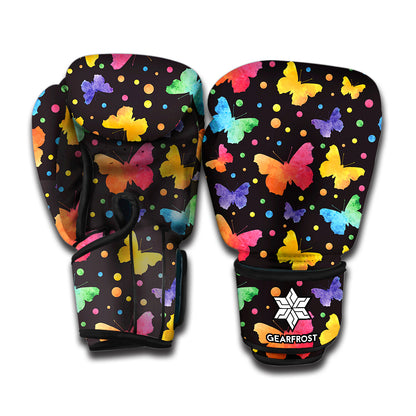 Colorful Watercolor Butterfly Print Boxing Gloves