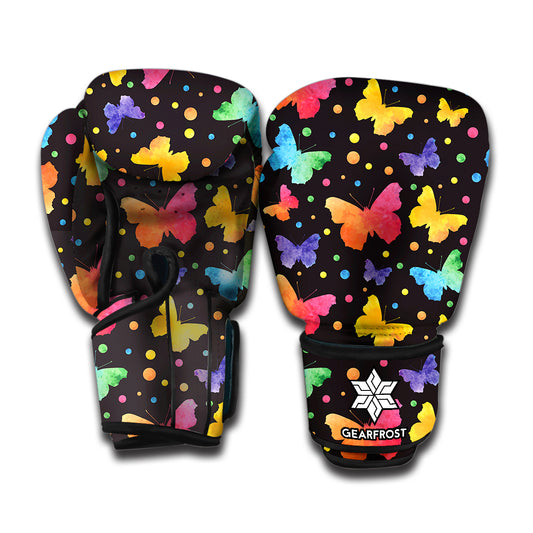 Colorful Watercolor Butterfly Print Boxing Gloves
