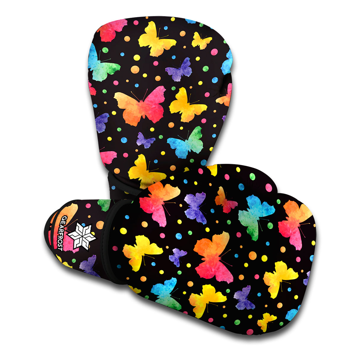 Colorful Watercolor Butterfly Print Boxing Gloves