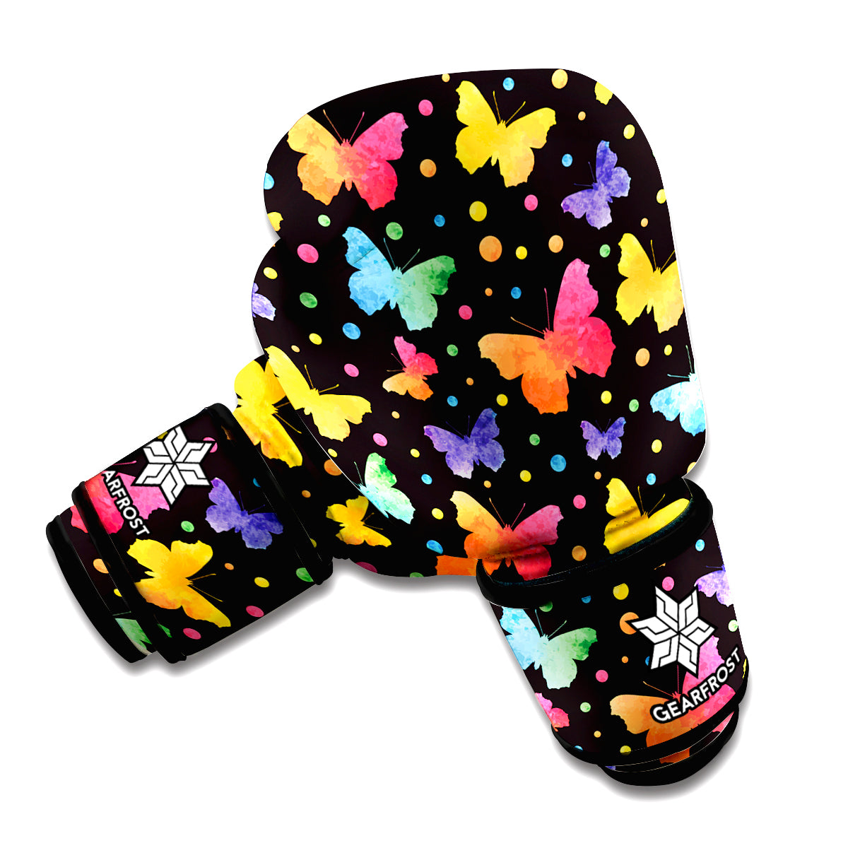 Colorful Watercolor Butterfly Print Boxing Gloves