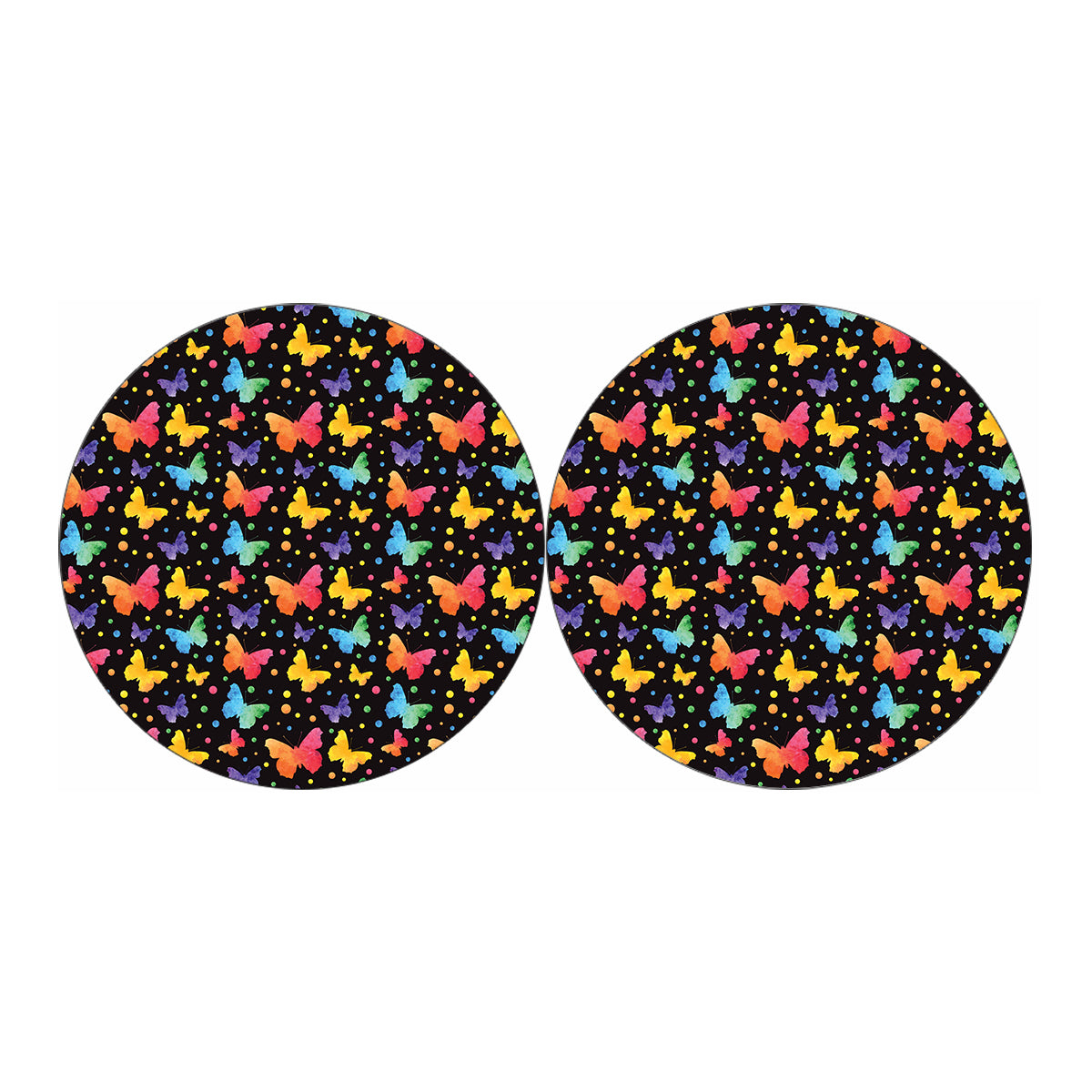 Colorful Watercolor Butterfly Print Car Coasters