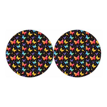 Colorful Watercolor Butterfly Print Car Coasters
