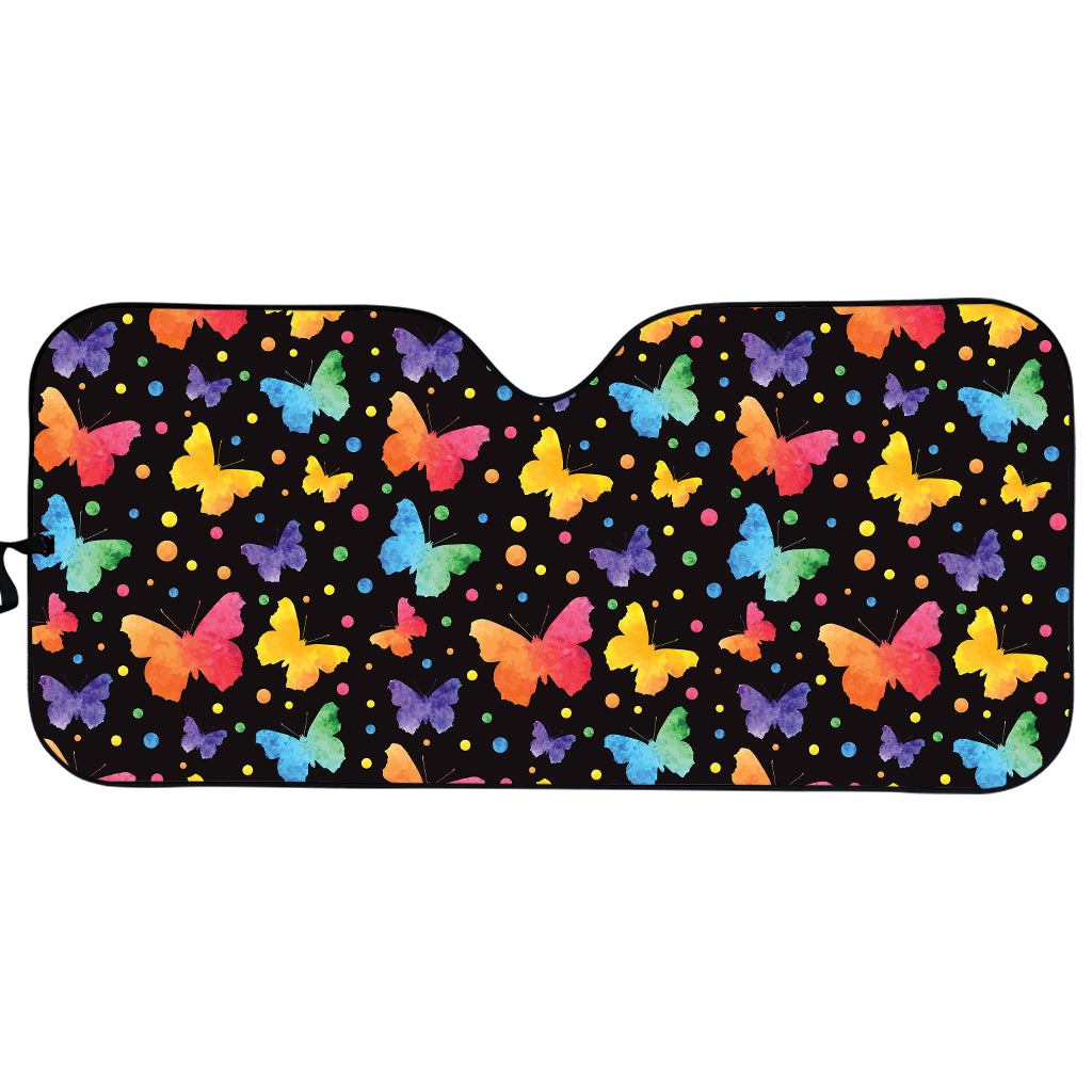Colorful Watercolor Butterfly Print Car Sun Shade