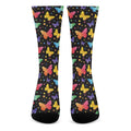 Colorful Watercolor Butterfly Print Crew Socks