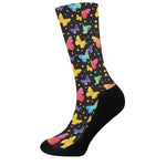 Colorful Watercolor Butterfly Print Crew Socks