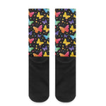 Colorful Watercolor Butterfly Print Crew Socks