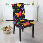 Colorful Watercolor Butterfly Print Dining Chair Slipcover