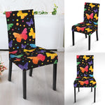 Colorful Watercolor Butterfly Print Dining Chair Slipcover