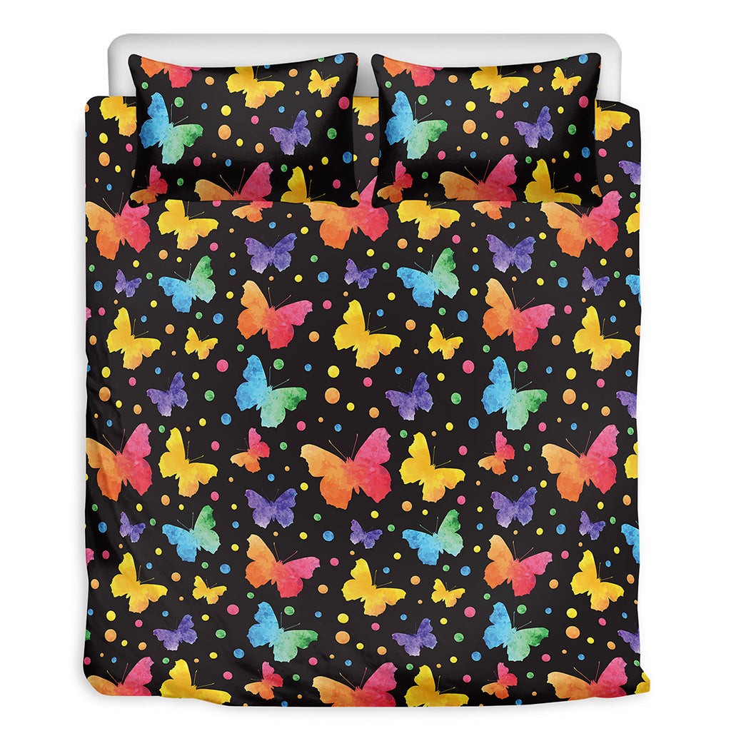 Colorful Watercolor Butterfly Print Duvet Cover Bedding Set