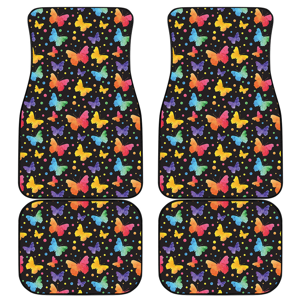 Colorful Watercolor Butterfly Print Front and Back Car Floor Mats