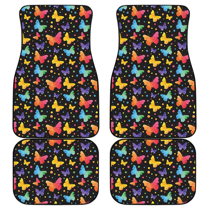 Colorful Watercolor Butterfly Print Front and Back Car Floor Mats