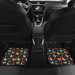 Colorful Watercolor Butterfly Print Front and Back Car Floor Mats