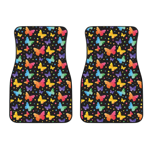 Colorful Watercolor Butterfly Print Front Car Floor Mats