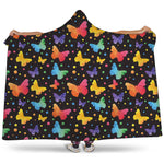 Colorful Watercolor Butterfly Print Hooded Blanket