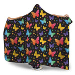 Colorful Watercolor Butterfly Print Hooded Blanket