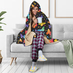 Colorful Watercolor Butterfly Print Hooded Blanket