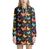 Colorful Watercolor Butterfly Print Hoodie Dress