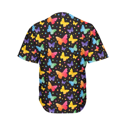 Colorful Watercolor Butterfly Print Men's Baseball Jersey