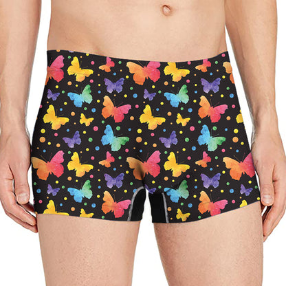 Colorful Watercolor Butterfly Print Men's Boxer Briefs