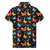 Colorful Watercolor Butterfly Print Men's Short Sleeve Shirt