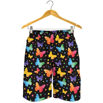 Colorful Watercolor Butterfly Print Men's Shorts