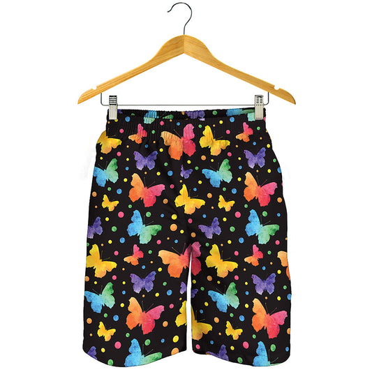 Colorful Watercolor Butterfly Print Men's Shorts
