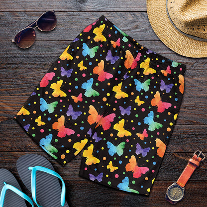 Colorful Watercolor Butterfly Print Men's Shorts