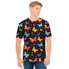 Colorful Watercolor Butterfly Print Men's T-Shirt